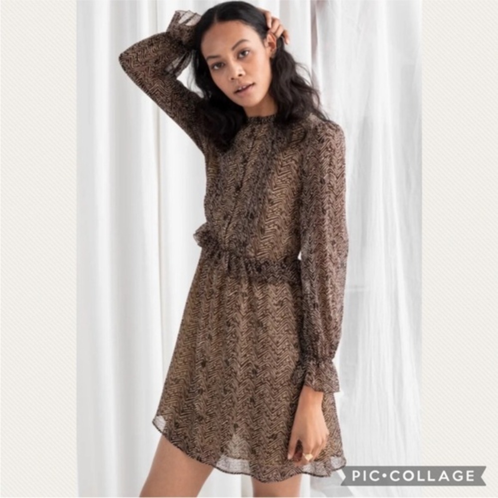 & Other Stories Zig Zag Ruffled Mini Dress